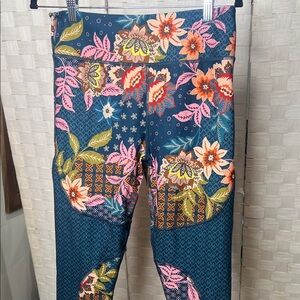 Johnny Was Active Floral Patchwork Leggings Size -Large